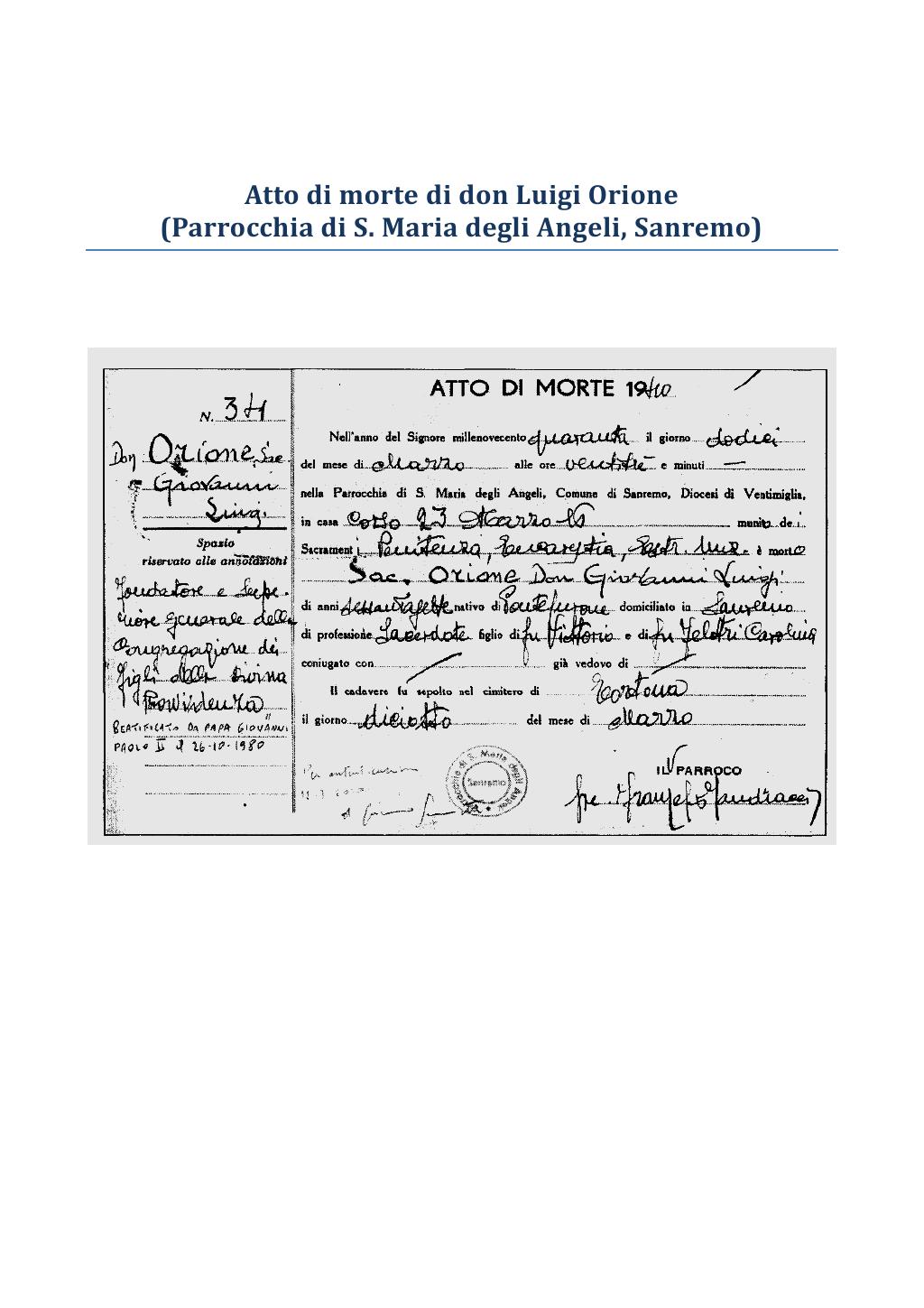 12 marzo 1940. Anniversario del dies natalis di San Luigi Orione, pagina 9