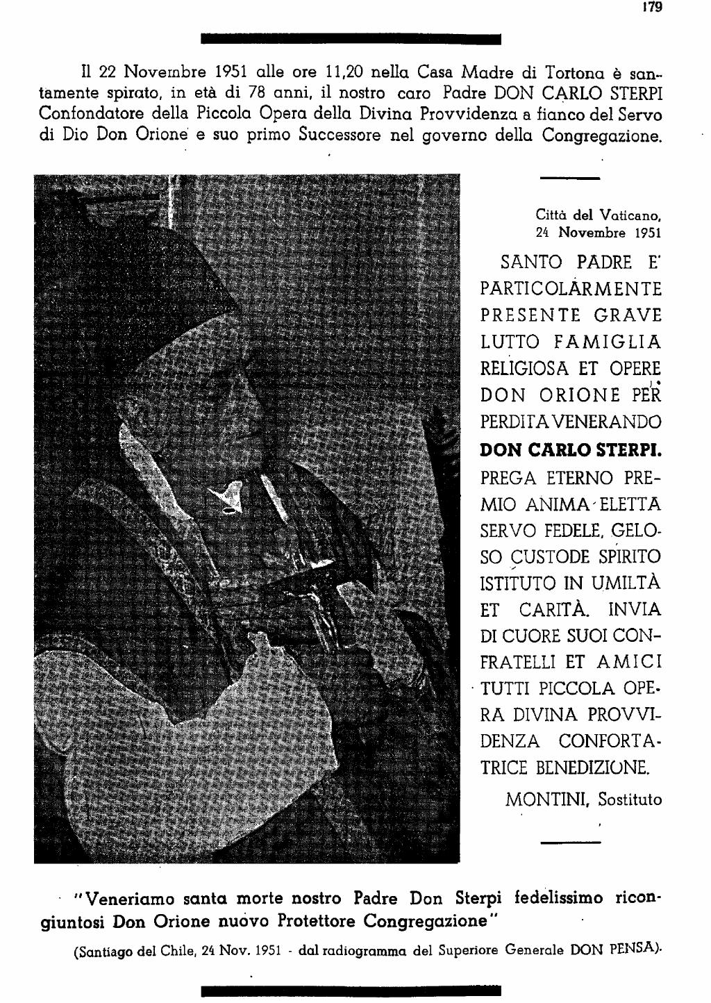 22 novembre 1951. Anniversario del dies natalis del ven. don Carlo Sterpi, pagina 3