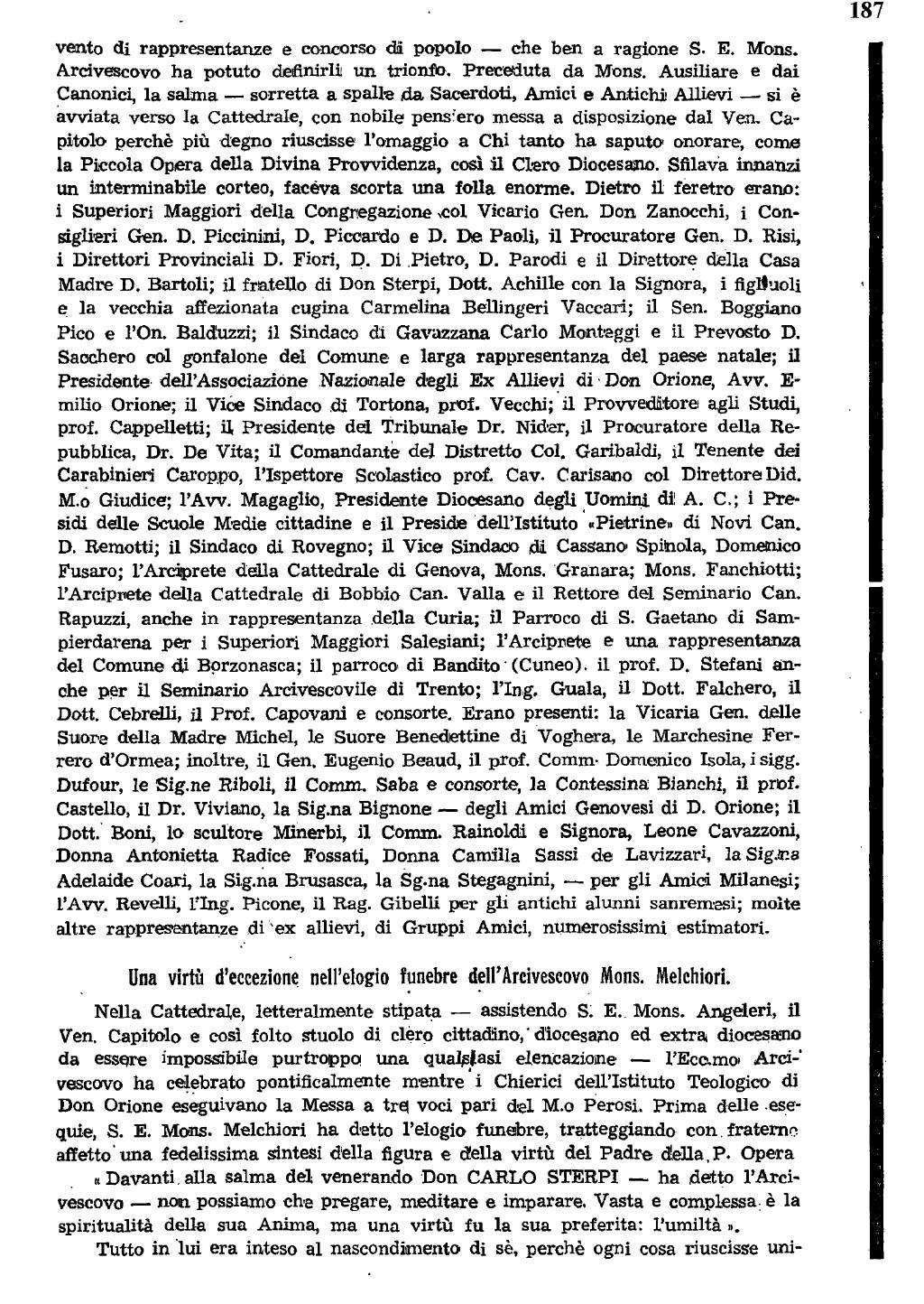 22 novembre 1951. Anniversario del dies natalis del ven. don Carlo Sterpi, pagina 11