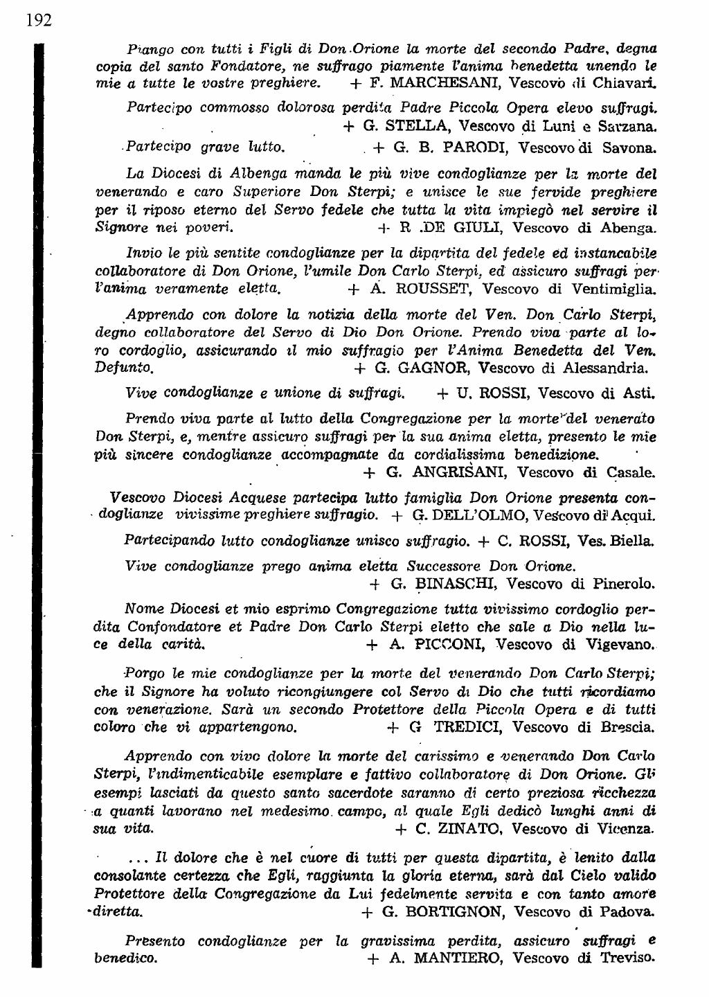 22 novembre 1951. Anniversario del dies natalis del ven. don Carlo Sterpi, pagina 16