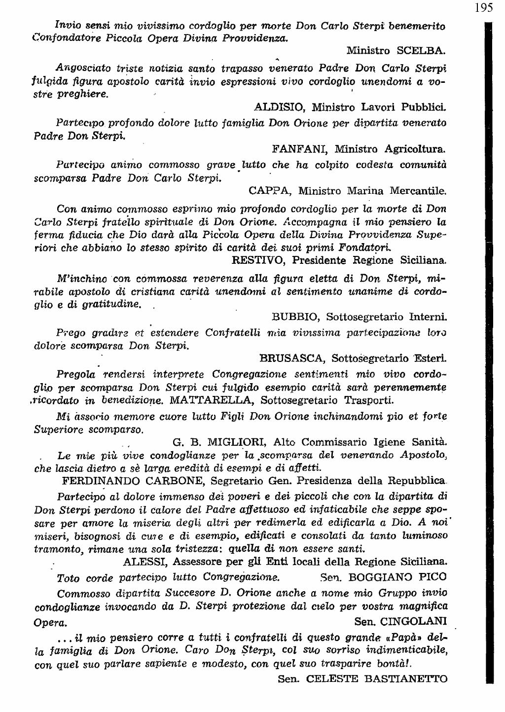 22 novembre 1951. Anniversario del dies natalis del ven. don Carlo Sterpi, pagina 19