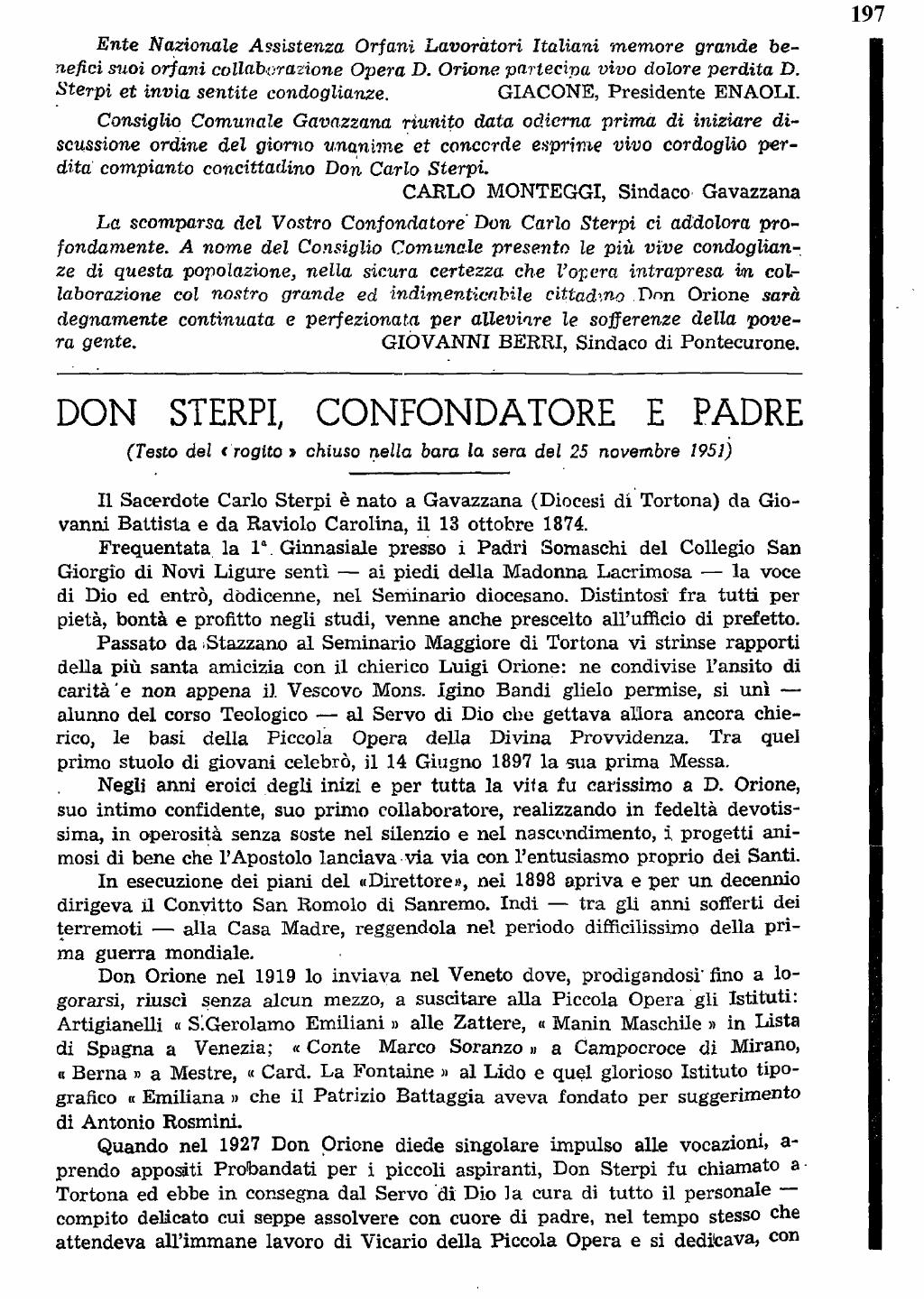 22 novembre 1951. Anniversario del dies natalis del ven. don Carlo Sterpi, pagina 21
