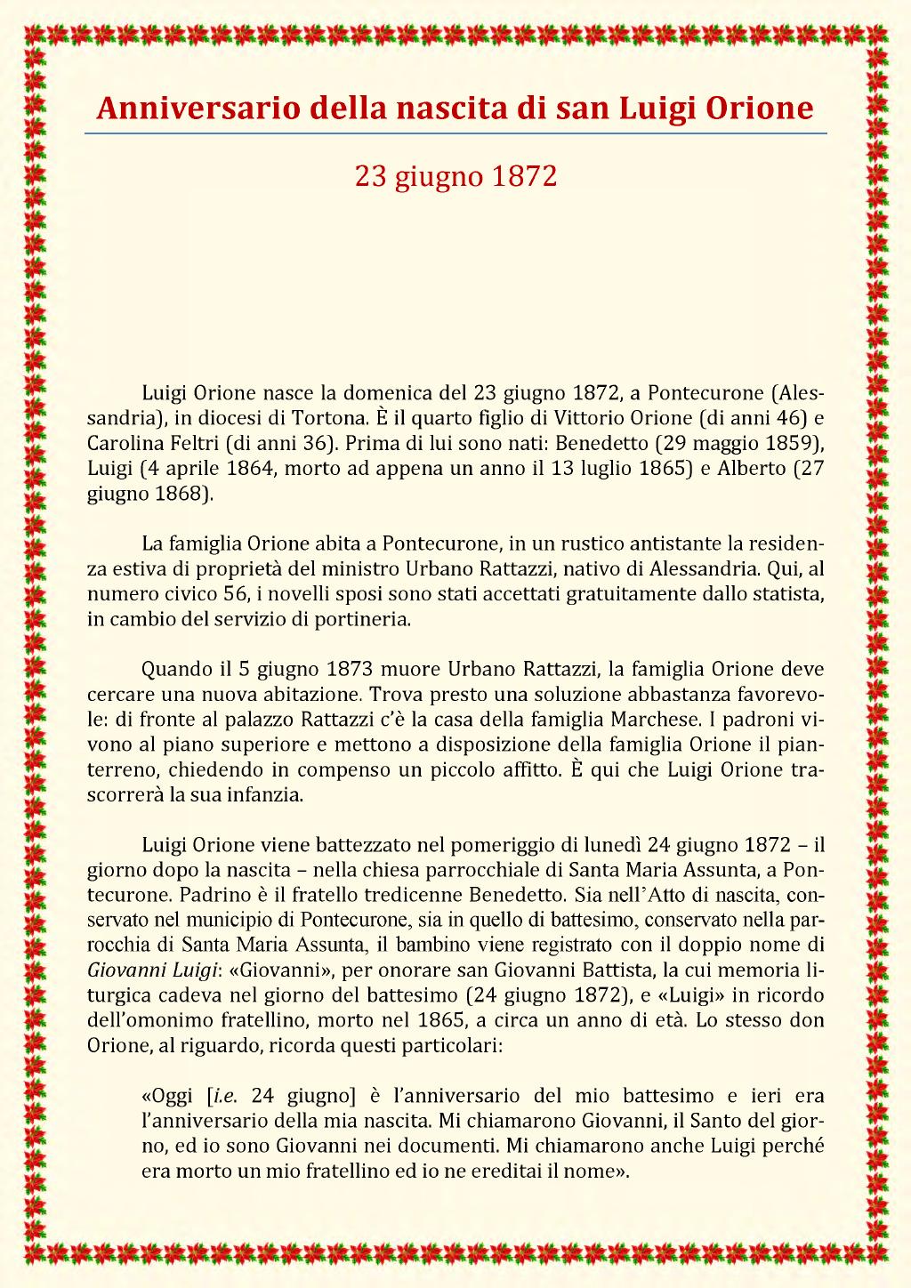 23 giugno 1872. Anniversario della nascita di San Luigi Orione, pagina 2