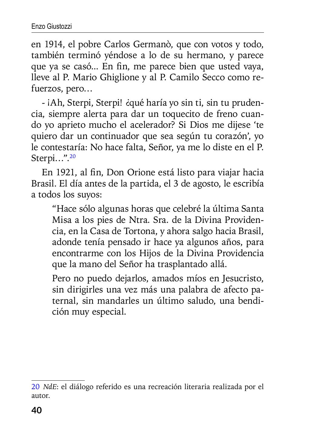 Enzo Giustozzi, Don Orione, Latinoamérica y Argentina, GEO, Buenos Aires - Argentina, 2020, pagina 41