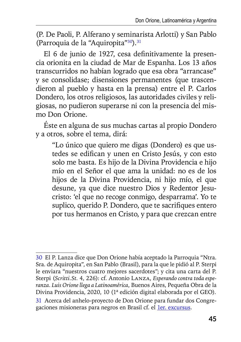 Enzo Giustozzi, Don Orione, Latinoamérica y Argentina, GEO, Buenos Aires - Argentina, 2020, pagina 46