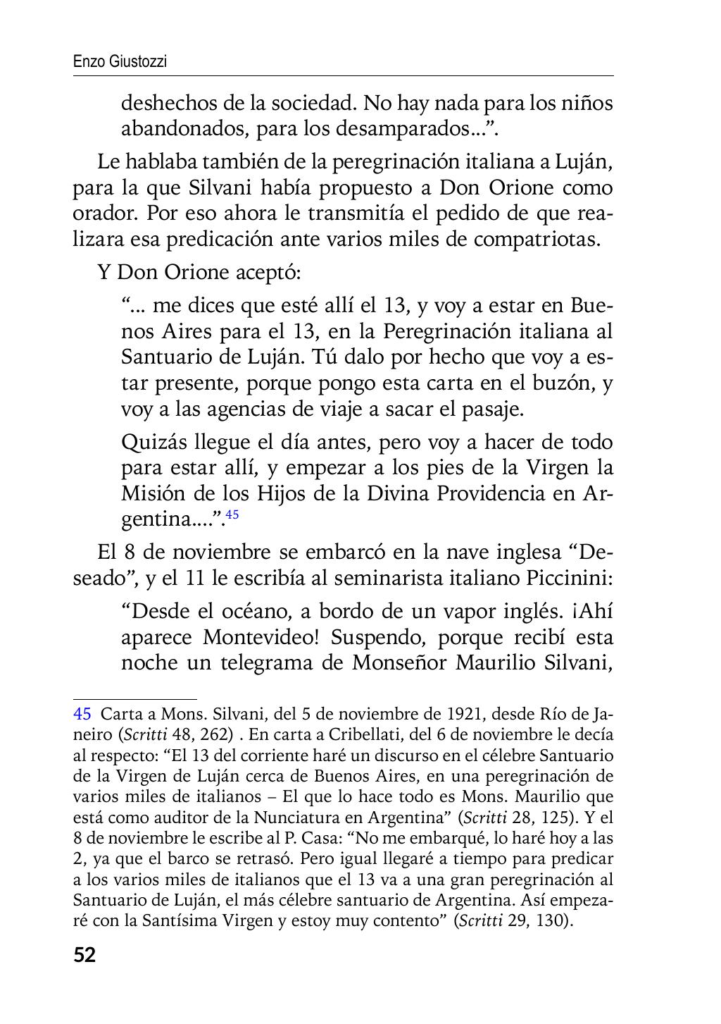 Enzo Giustozzi, Don Orione, Latinoamérica y Argentina, GEO, Buenos Aires - Argentina, 2020, pagina 53