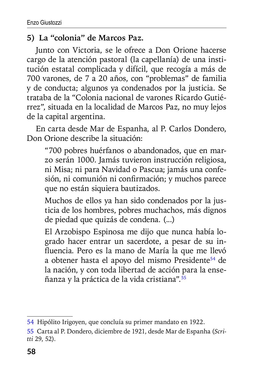 Enzo Giustozzi, Don Orione, Latinoamérica y Argentina, GEO, Buenos Aires - Argentina, 2020, pagina 59