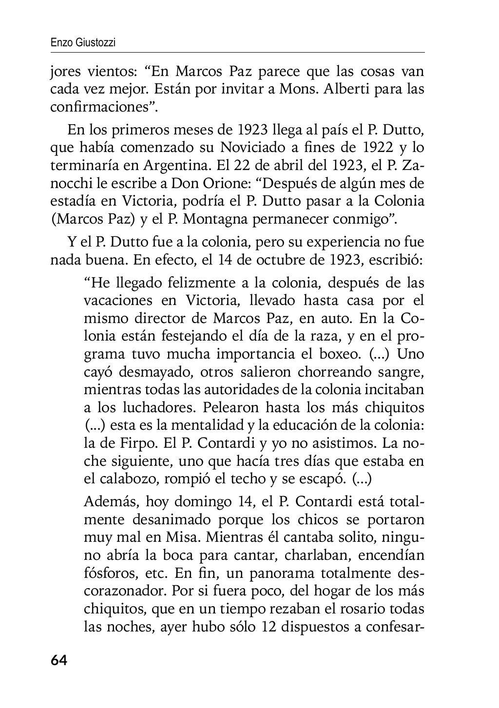 Enzo Giustozzi, Don Orione, Latinoamérica y Argentina, GEO, Buenos Aires - Argentina, 2020, pagina 65