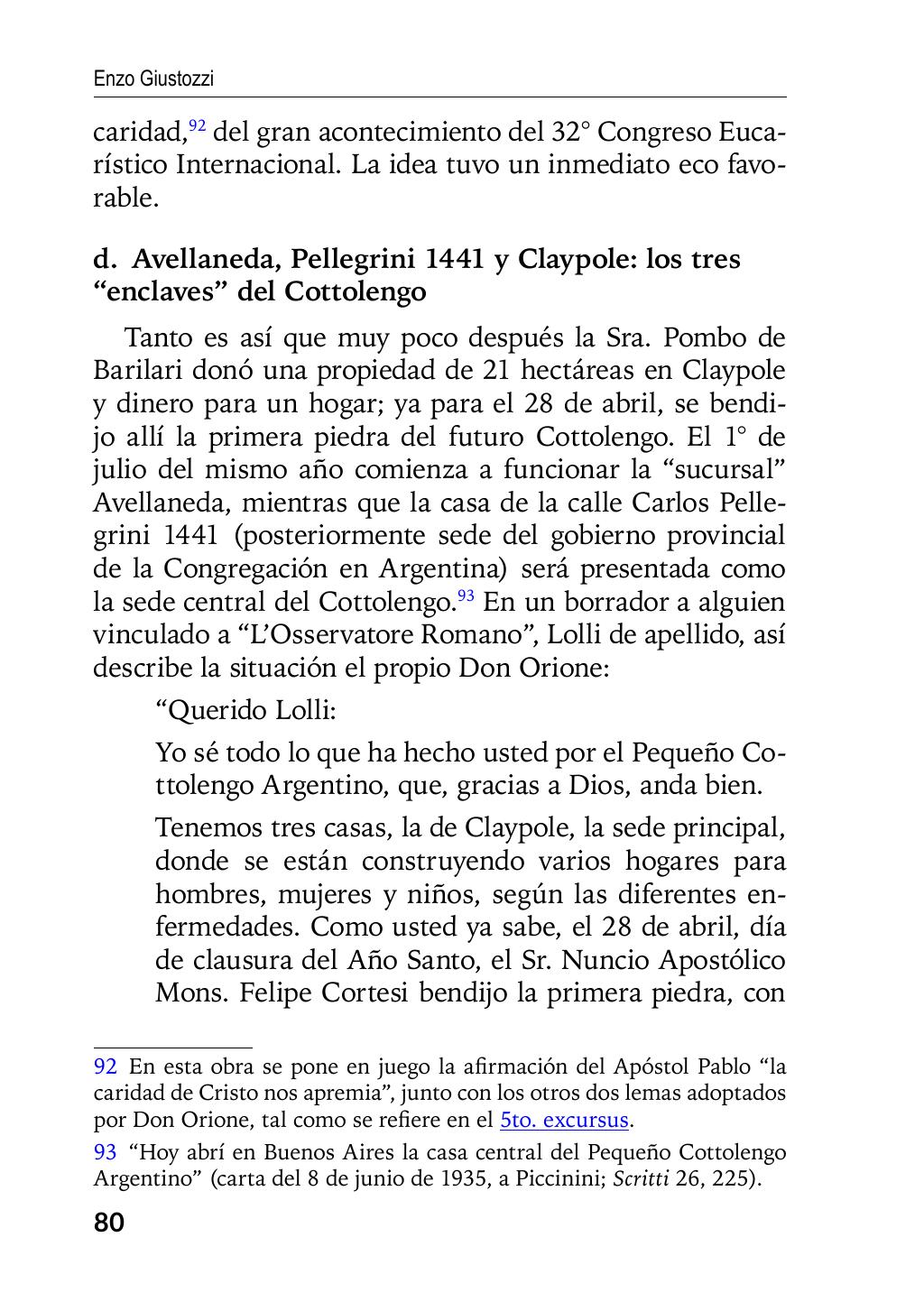 Enzo Giustozzi, Don Orione, Latinoamérica y Argentina, GEO, Buenos Aires - Argentina, 2020, pagina 81