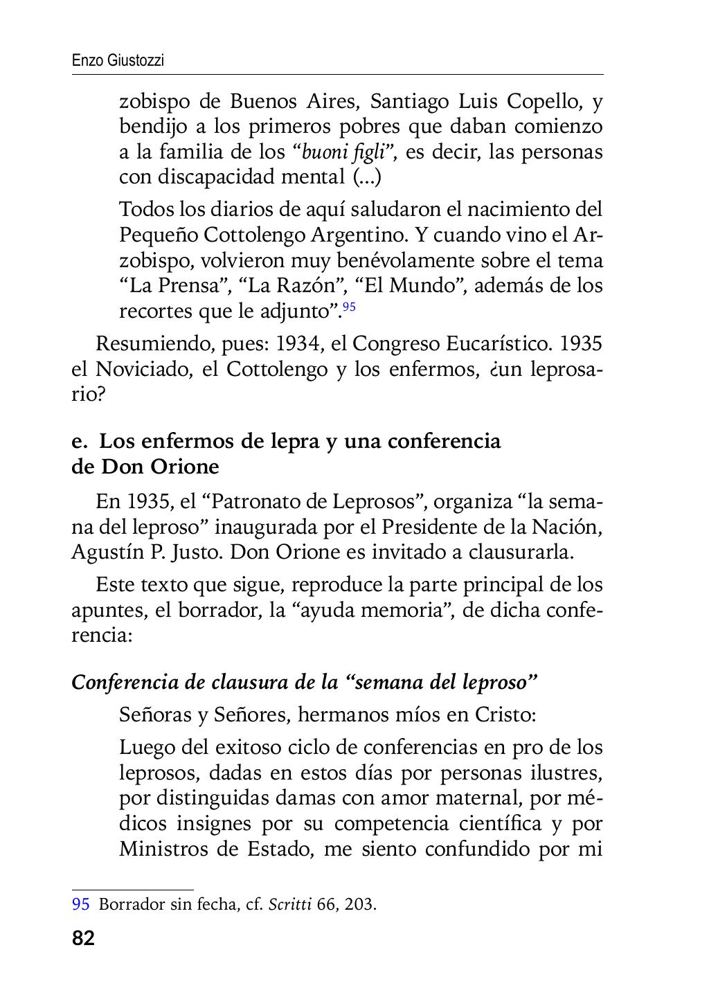 Enzo Giustozzi, Don Orione, Latinoamérica y Argentina, GEO, Buenos Aires - Argentina, 2020, pagina 83
