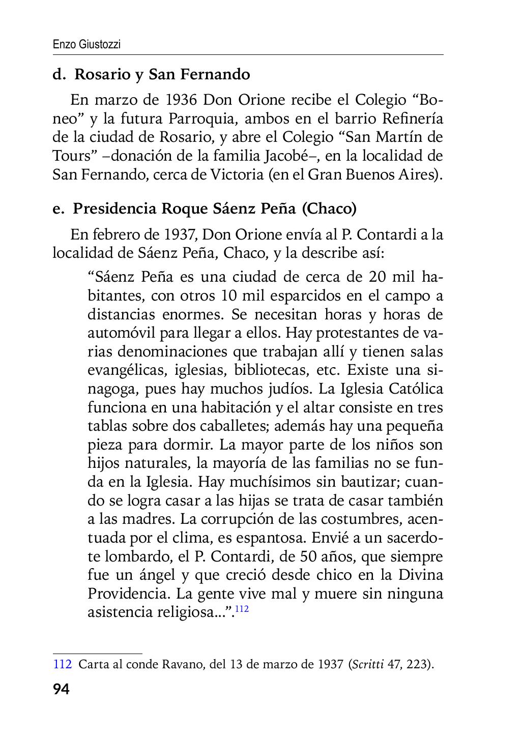 Enzo Giustozzi, Don Orione, Latinoamérica y Argentina, GEO, Buenos Aires - Argentina, 2020, pagina 95