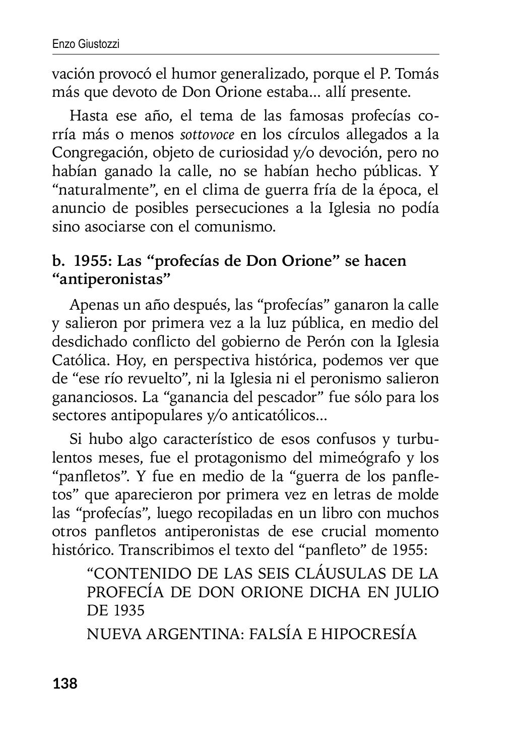 Enzo Giustozzi, Don Orione, Latinoamérica y Argentina, GEO, Buenos Aires - Argentina, 2020, pagina 139