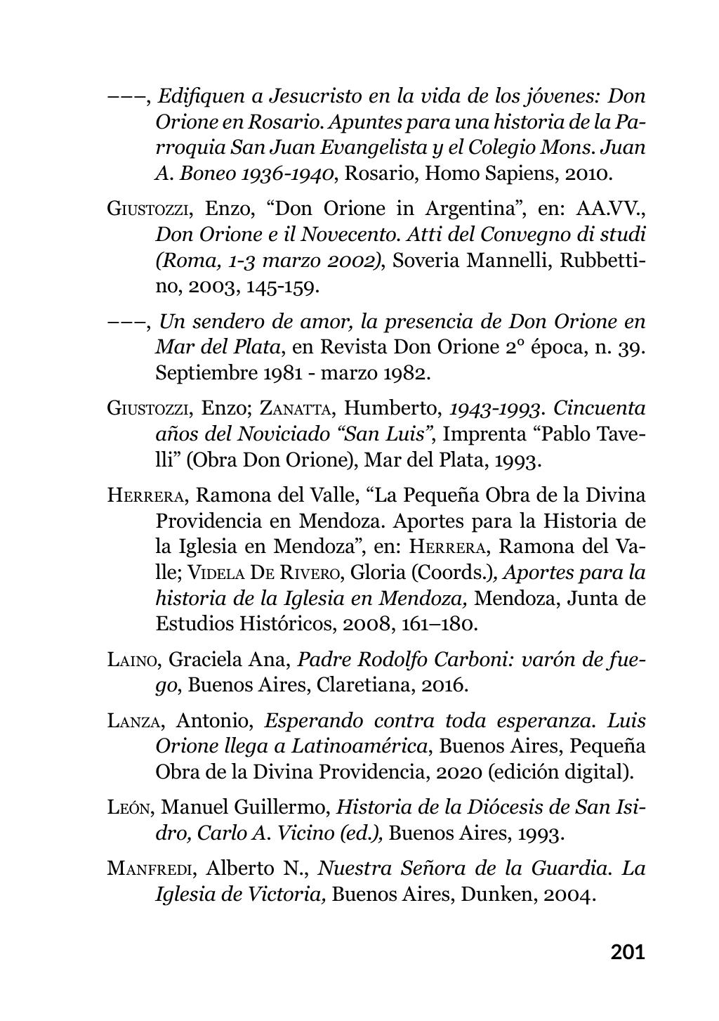 Enzo Giustozzi, Don Orione, Latinoamérica y Argentina, GEO, Buenos Aires - Argentina, 2020, pagina 202