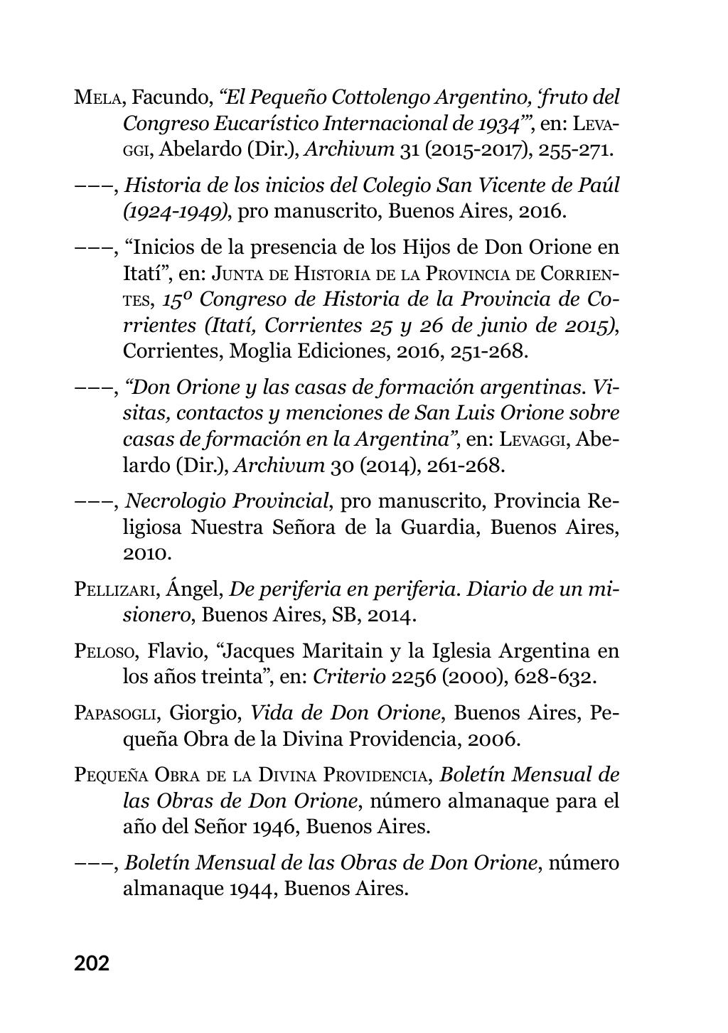 Enzo Giustozzi, Don Orione, Latinoamérica y Argentina, GEO, Buenos Aires - Argentina, 2020, pagina 203