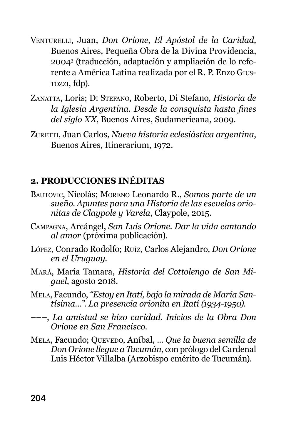 Enzo Giustozzi, Don Orione, Latinoamérica y Argentina, GEO, Buenos Aires - Argentina, 2020, pagina 205
