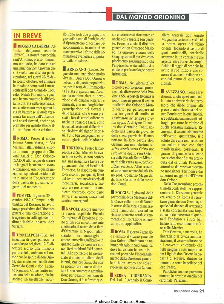 Don Orione oggi, 1990, 02, pagina 21