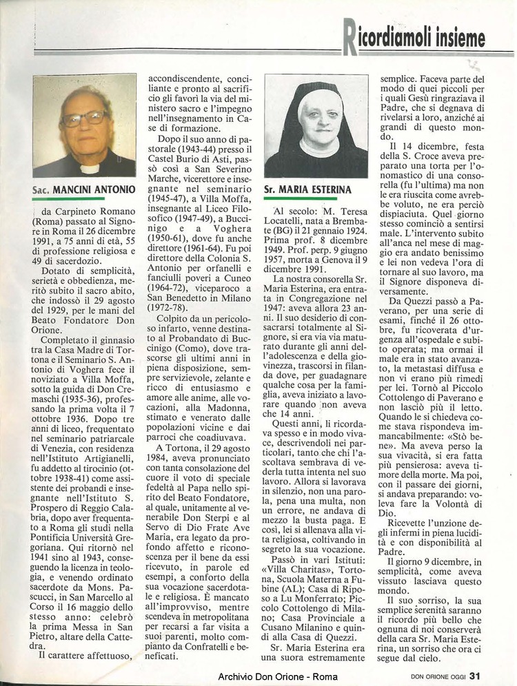 Don Orione oggi, 1992, 02, pagina 31