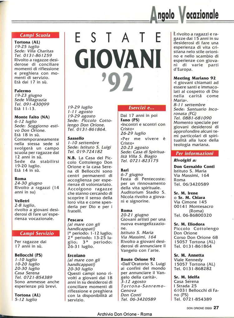 Don Orione oggi, 1992, 06, pagina 27