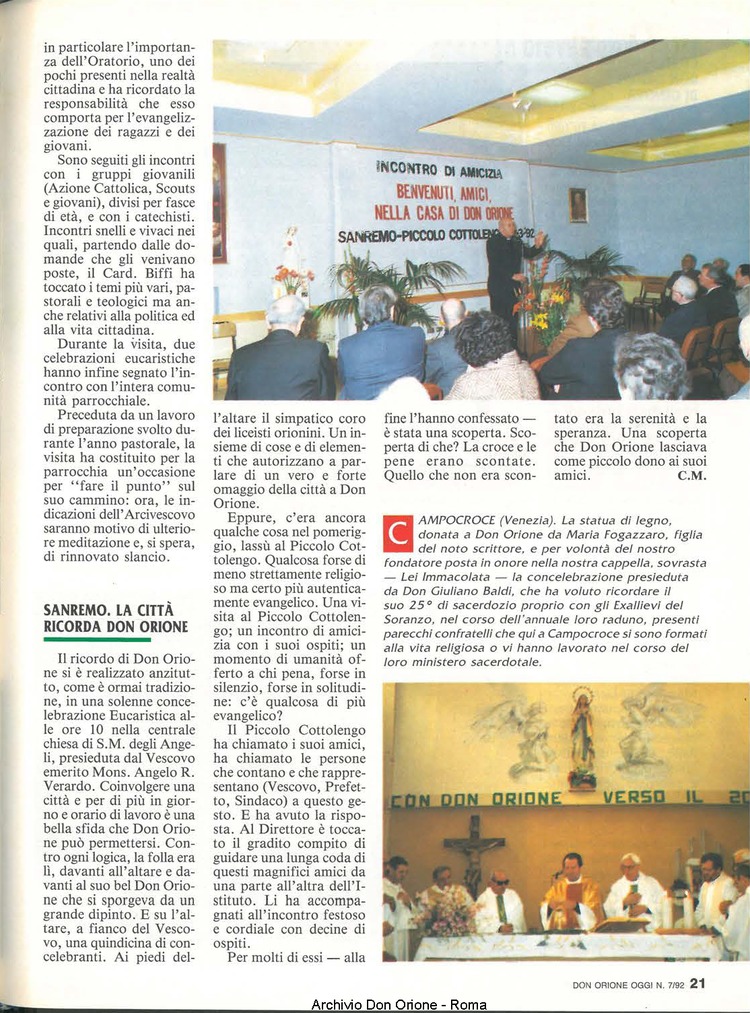 Don Orione oggi, 1992, 07, pagina 21