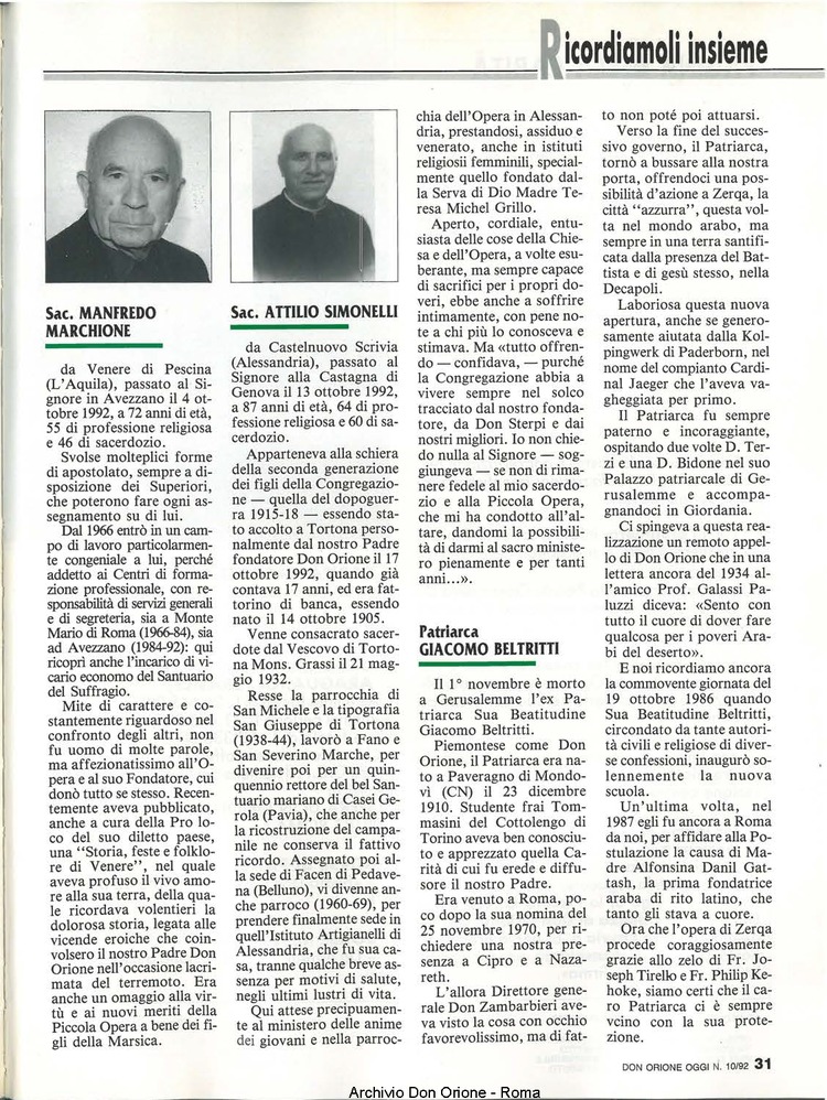Don Orione oggi, 1992, 10, pagina 31