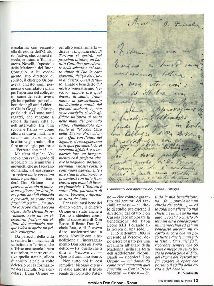 Don Orione oggi, 1993, 08, pagina 13