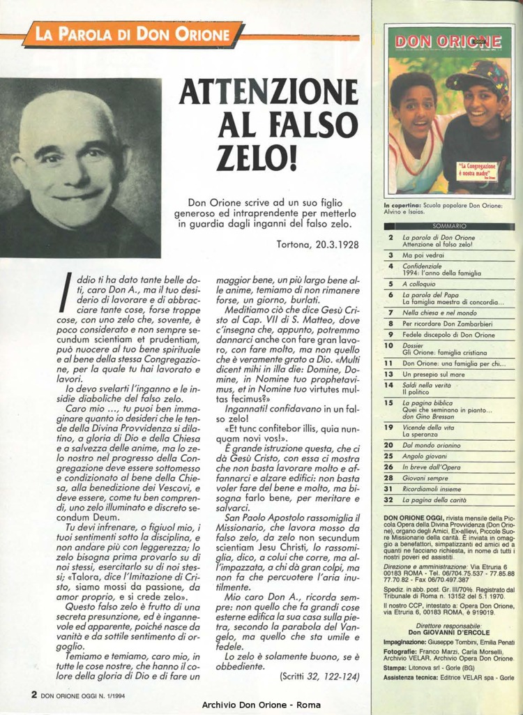 Don Orione oggi, 1994, 01, pagina 2
