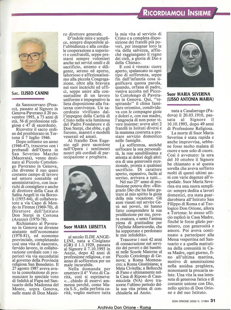 Don Orione oggi, 1994, 01, pagina 31