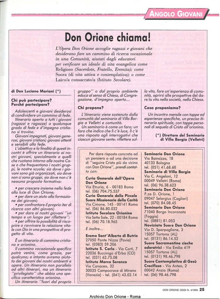 Don Orione oggi, 1994, 04, pagina 25
