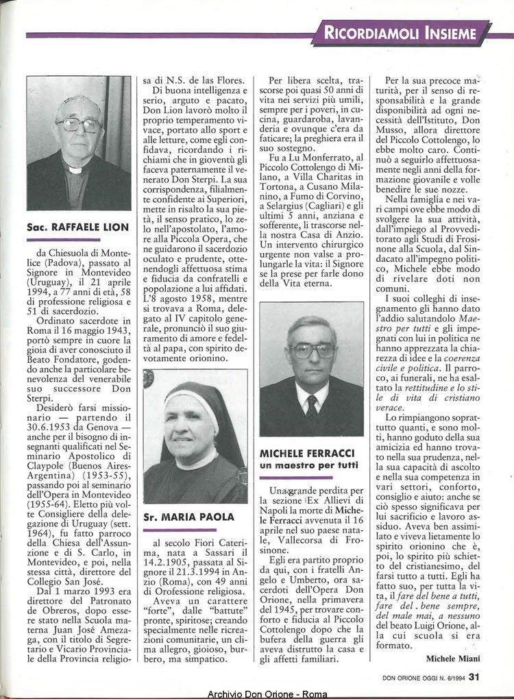 Don Orione oggi, 1994, 06, pagina 31