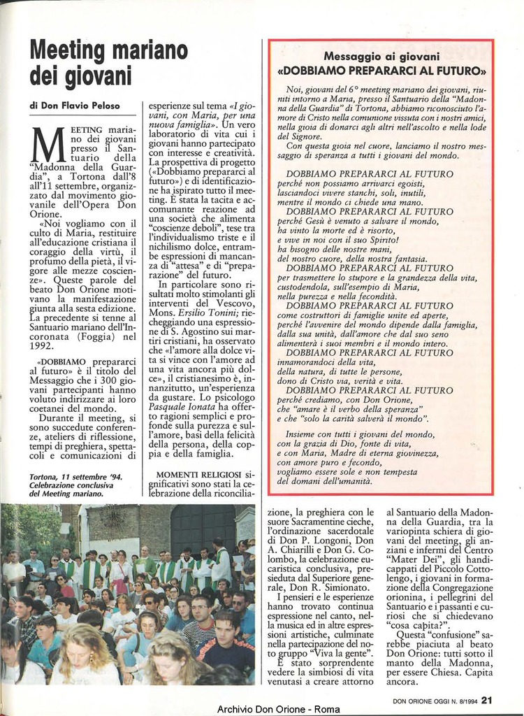 Don Orione oggi, 1994, 08, pagina 21