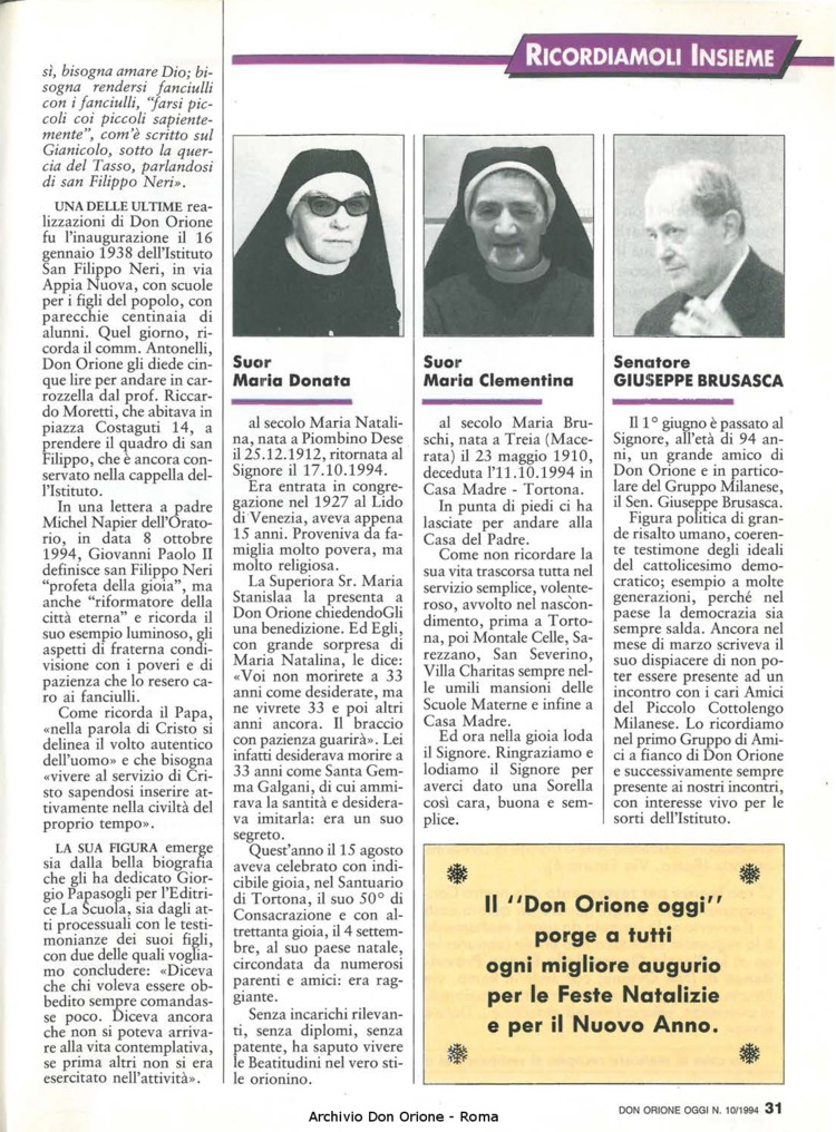 Don Orione oggi, 1994, 10, pagina 31
