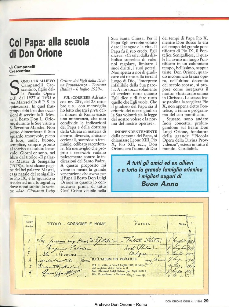 Don Orione oggi, 1995, 01, pagina 29