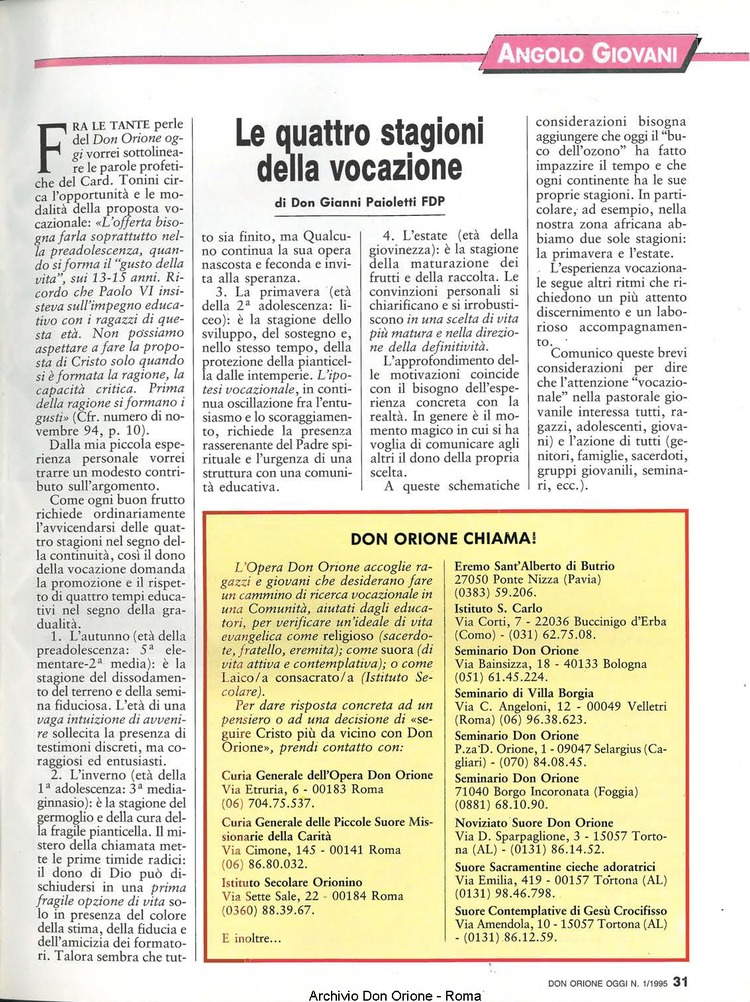 Don Orione oggi, 1995, 01, pagina 31