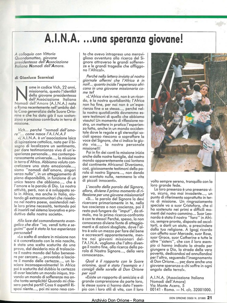 Don Orione oggi, 1995, 02, pagina 21