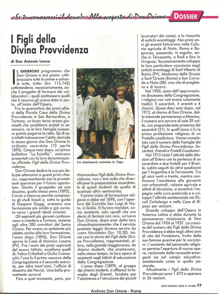 Don Orione oggi, 1995, 09, pagina 17