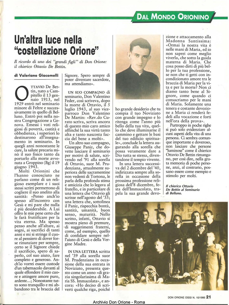 Don Orione oggi, 1995, 10, pagina 21