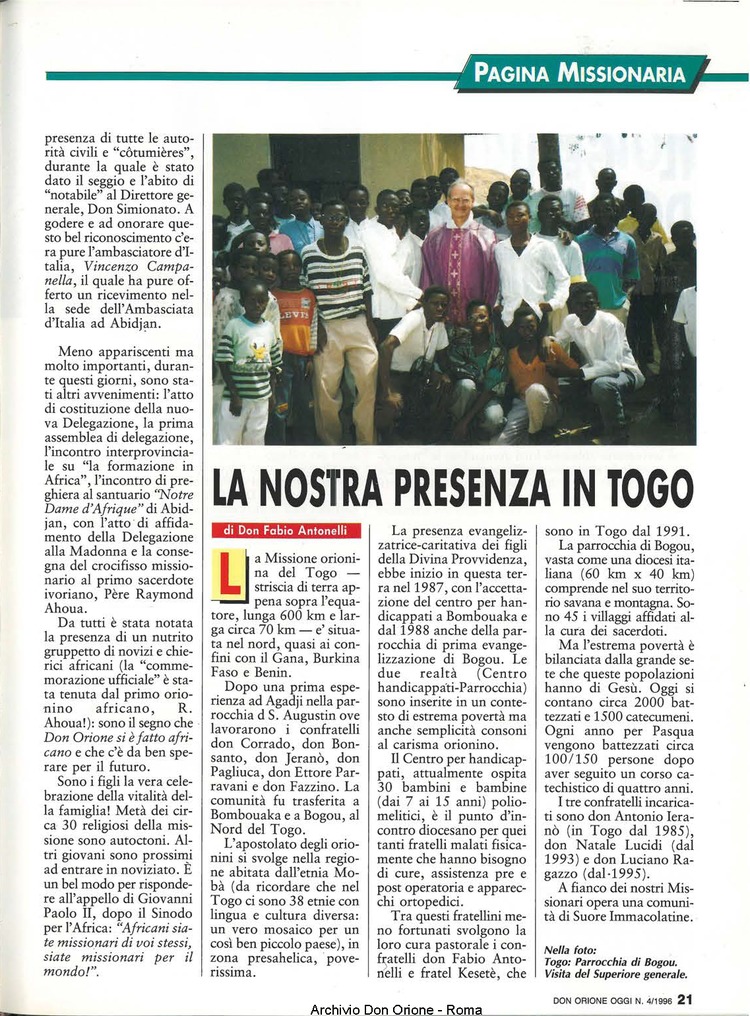 Don Orione oggi, 1996, 04, pagina 21