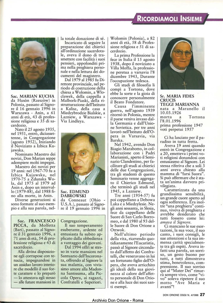 Don Orione oggi, 1996, 04, pagina 27