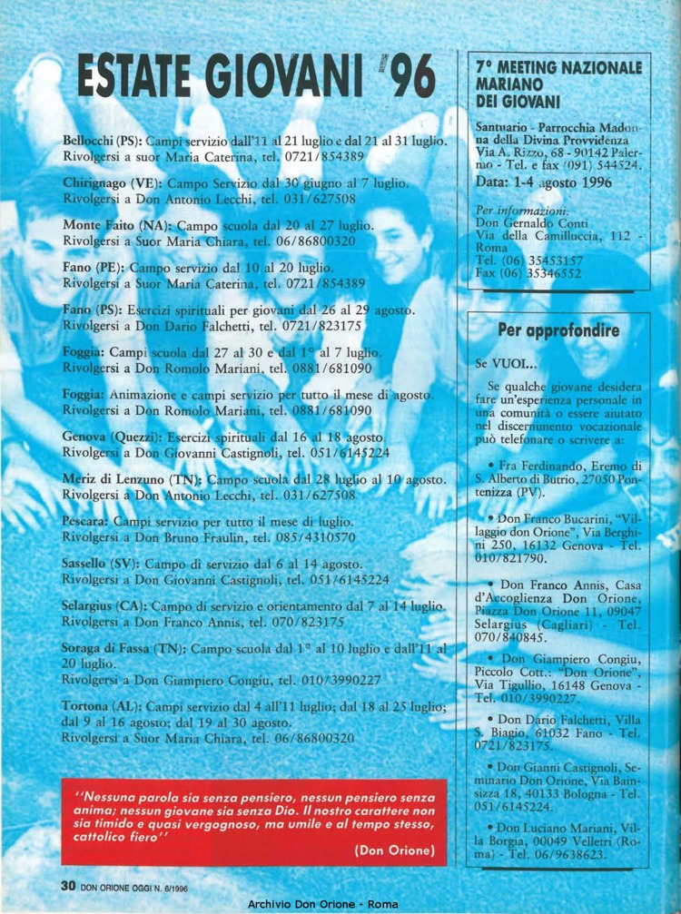 Don Orione oggi, 1996, 06, pagina 30