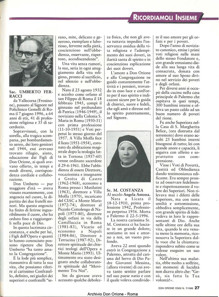 Don Orione oggi, 1996, 07, pagina 27