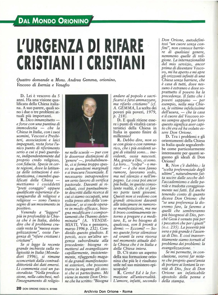 Don Orione oggi, 1996, 08, pagina 20