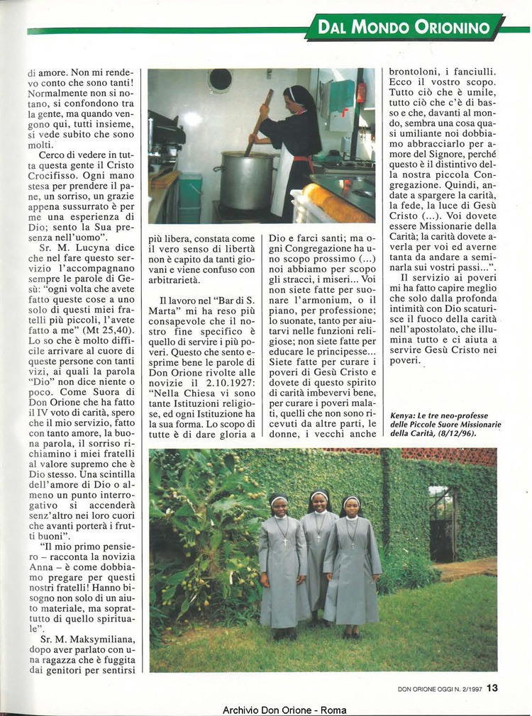 Don Orione oggi, 1997, 02, pagina 13
