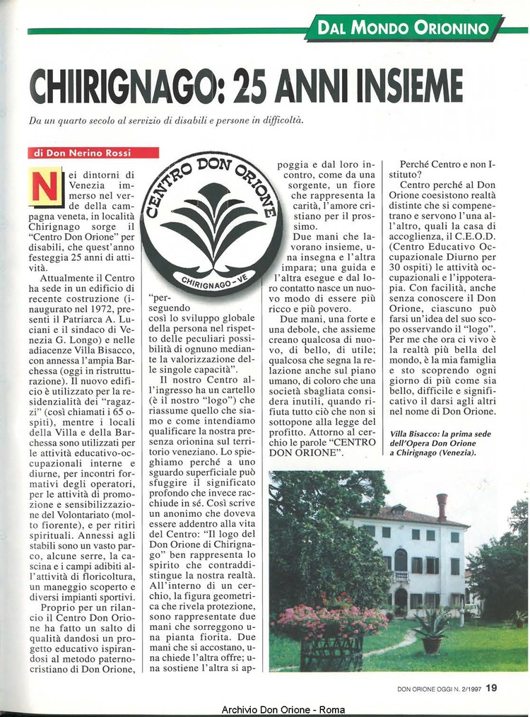 Don Orione oggi, 1997, 02, pagina 19