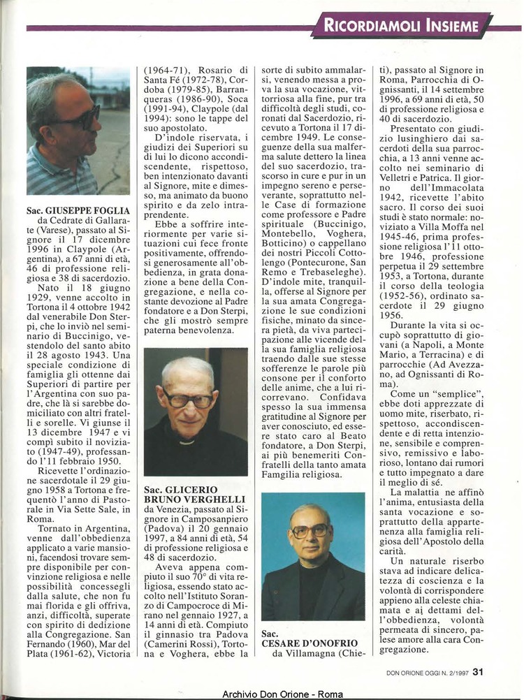 Don Orione oggi, 1997, 02, pagina 31