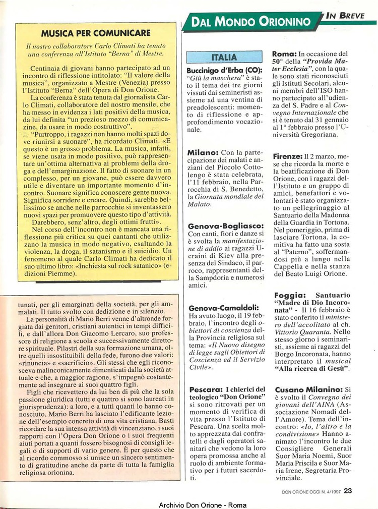 Don Orione oggi, 1997, 04, pagina 23