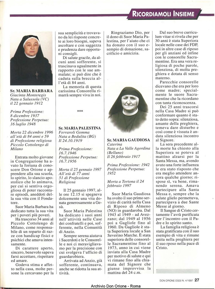 Don Orione oggi, 1997, 04, pagina 27