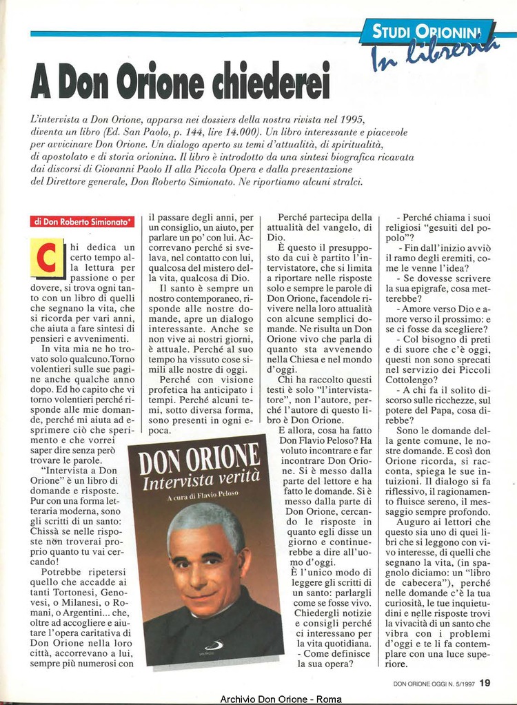 Don Orione oggi, 1997, 05, pagina 19