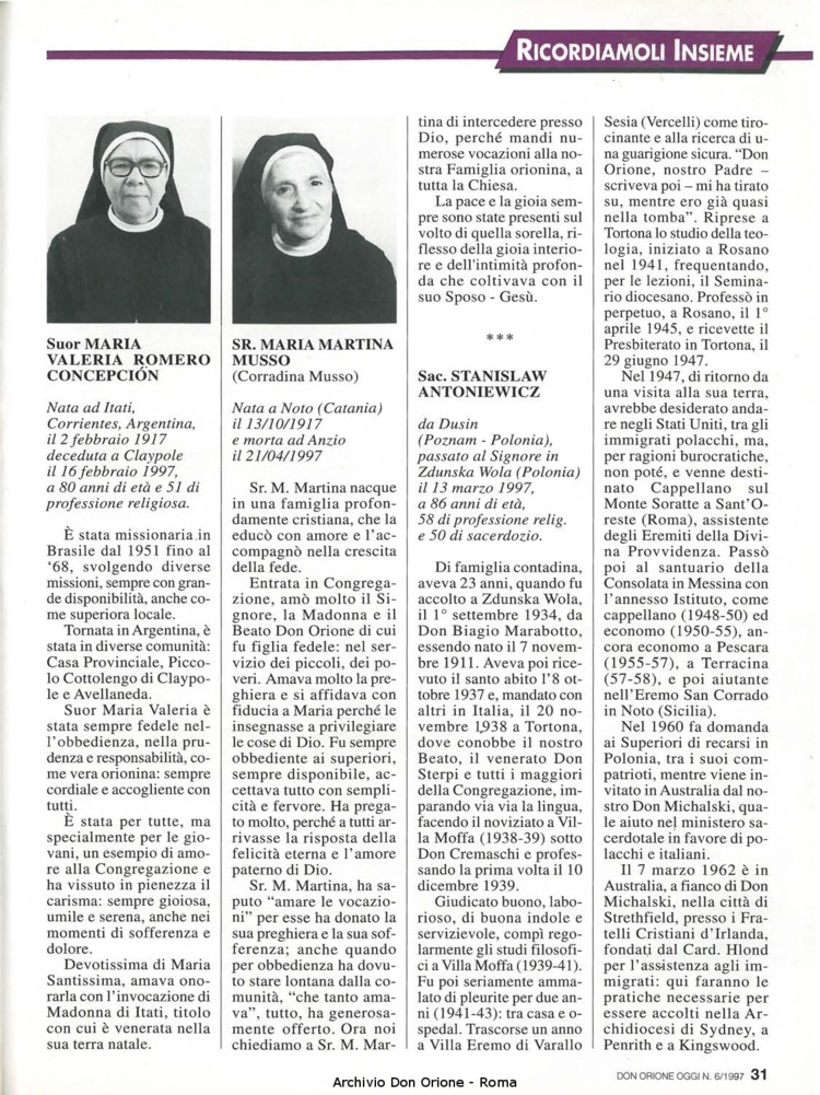 Don Orione oggi, 1997, 06, pagina 31