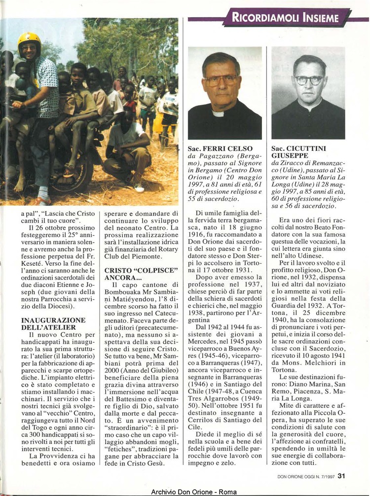 Don Orione oggi, 1997, 07, pagina 31