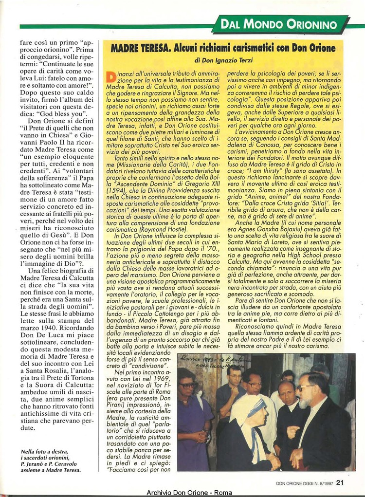 Don Orione oggi, 1997, 08, pagina 21